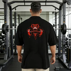 Men's Gym T-Shirt 100% Cotton Short Sleeve Breathable Workout Bodybuilding Muscle Tee