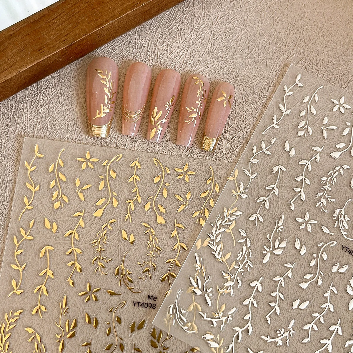 Silver Leaf Nail Stickers Lace for Nails Art 3d Nail Flower Sticker Sticky Tabs Nails Decoration Nailart French Manicure Set