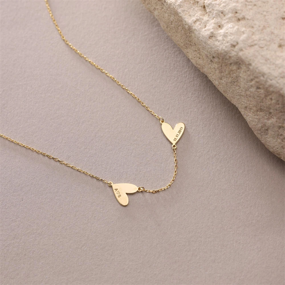 

Custom Personalized Multiple Names Necklace Fashion Customized Family Jewelry Gold Plated Engrave Heart Name Necklace Mom Gift