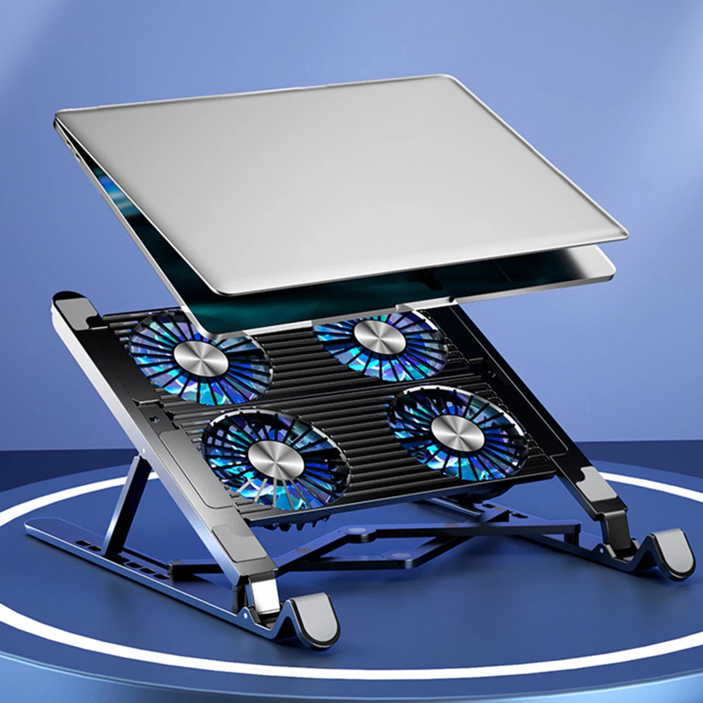 New Laptop Cooler Base Stand Foldable Laptop Cooling Pad Portable Adjustable Notebook Stand for 11-17.3 Inch with 2/4 Fans