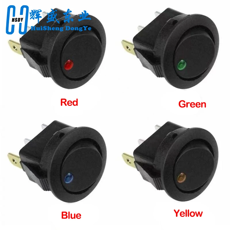 DaierTek 5PCS 12V 3 Pin Runde Rocker ON/Off LED Licht Kippschalter SPST Mit Drähte für Auto Lkw Marine Boot Auto Zubehör