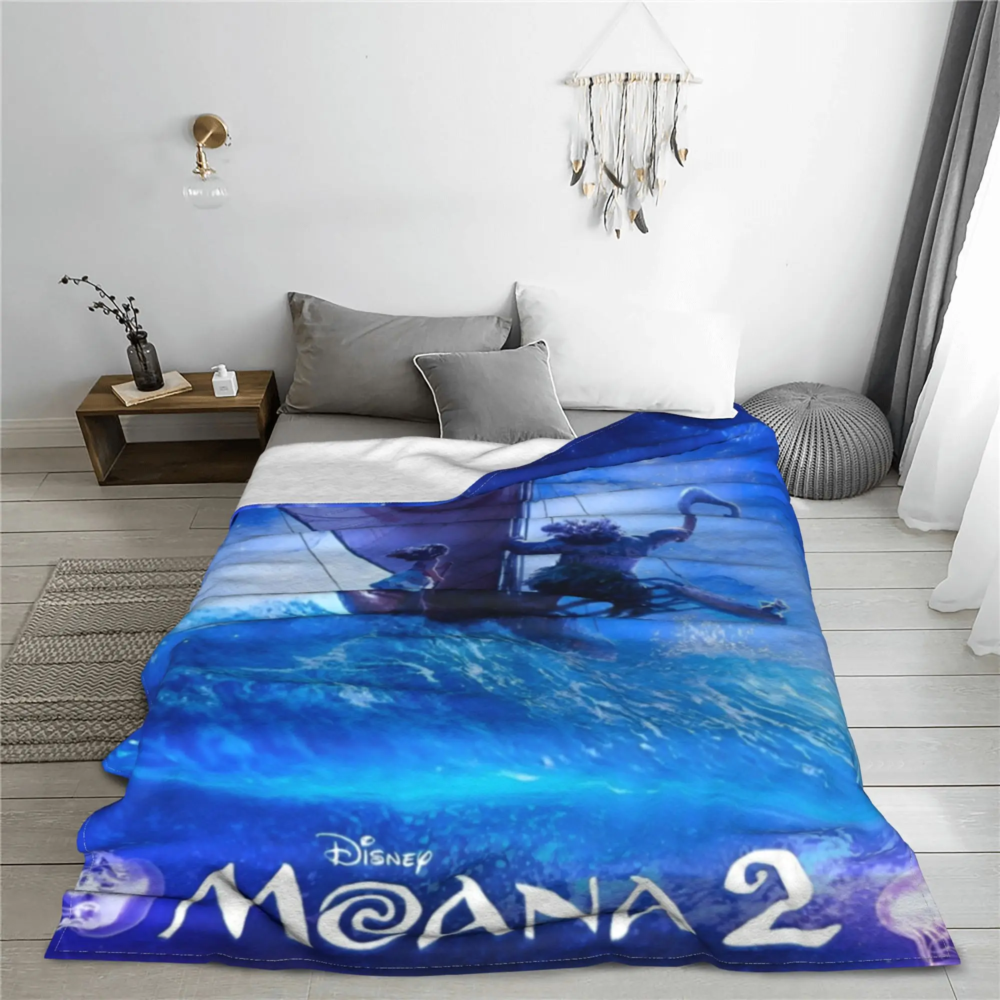 Moana 2 Maui Pua Heihei New Adventure Flannel Blankets Cartoon Creative Throw Blankets Sofa Lounge 200x150cm Quilt Lightweight