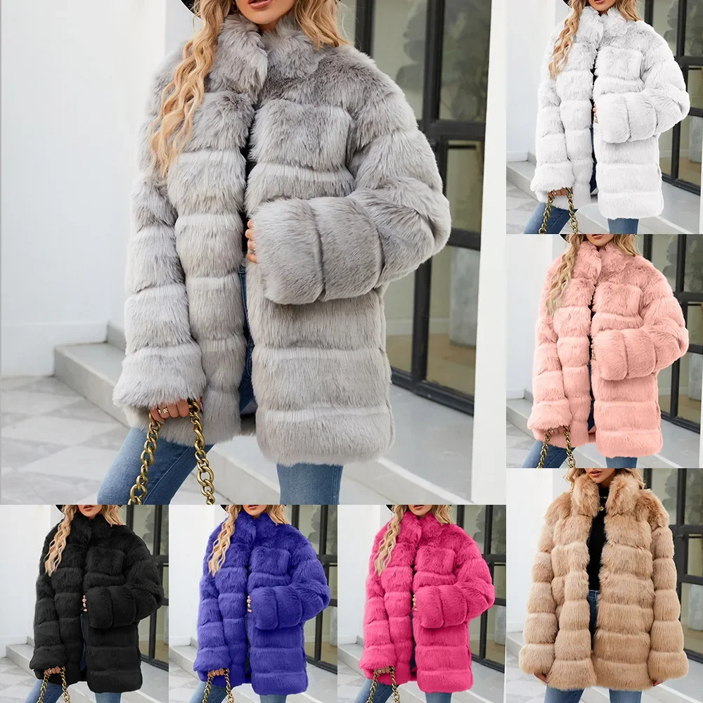 Faux Fur Coat Womens Casual Top Autumn and Winter New Fashion and Popular Fur Coat Women