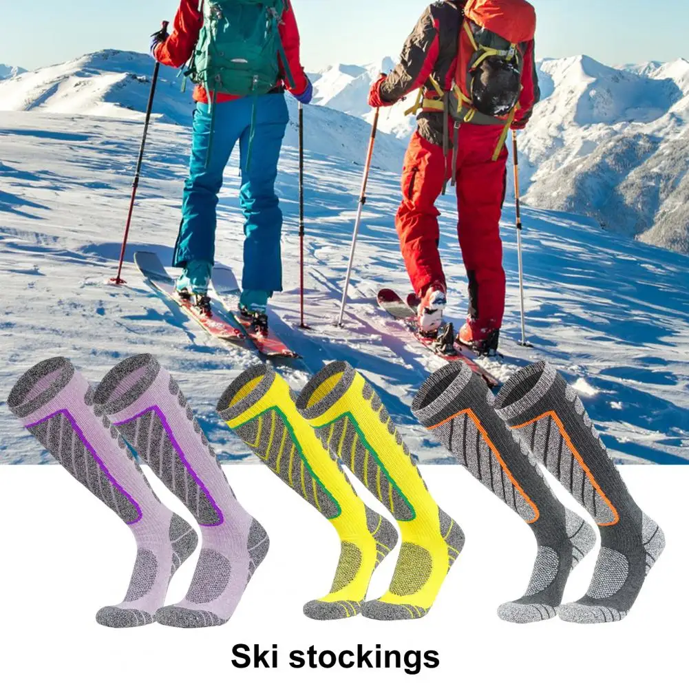 

1 Pair Long Ski Socks Moisture Wicking Winter Sports Stockings Thermal Cotton Socks Knee-High Snowboarding Skating Skiing Socks