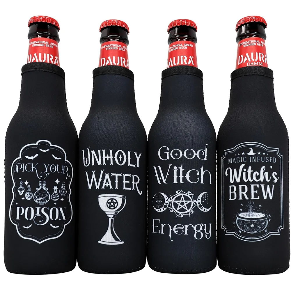 Halloween Gothic Witchy Insulated Bottle Cooler Sleeve for Women Goth Beach Accessories for Vacation Halloween Party Supplies