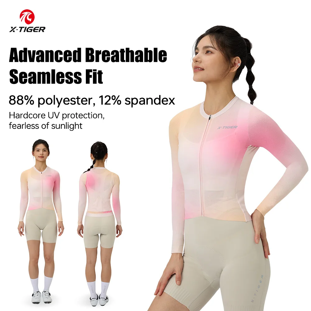 

X-TIGER велосипедный трикотаж SPF 50+, тренировочный женский велосипедный трикотаж с длинными рукавами, дышащий спортивный велосипедный трикотаж, женский велосипедный трикотаж