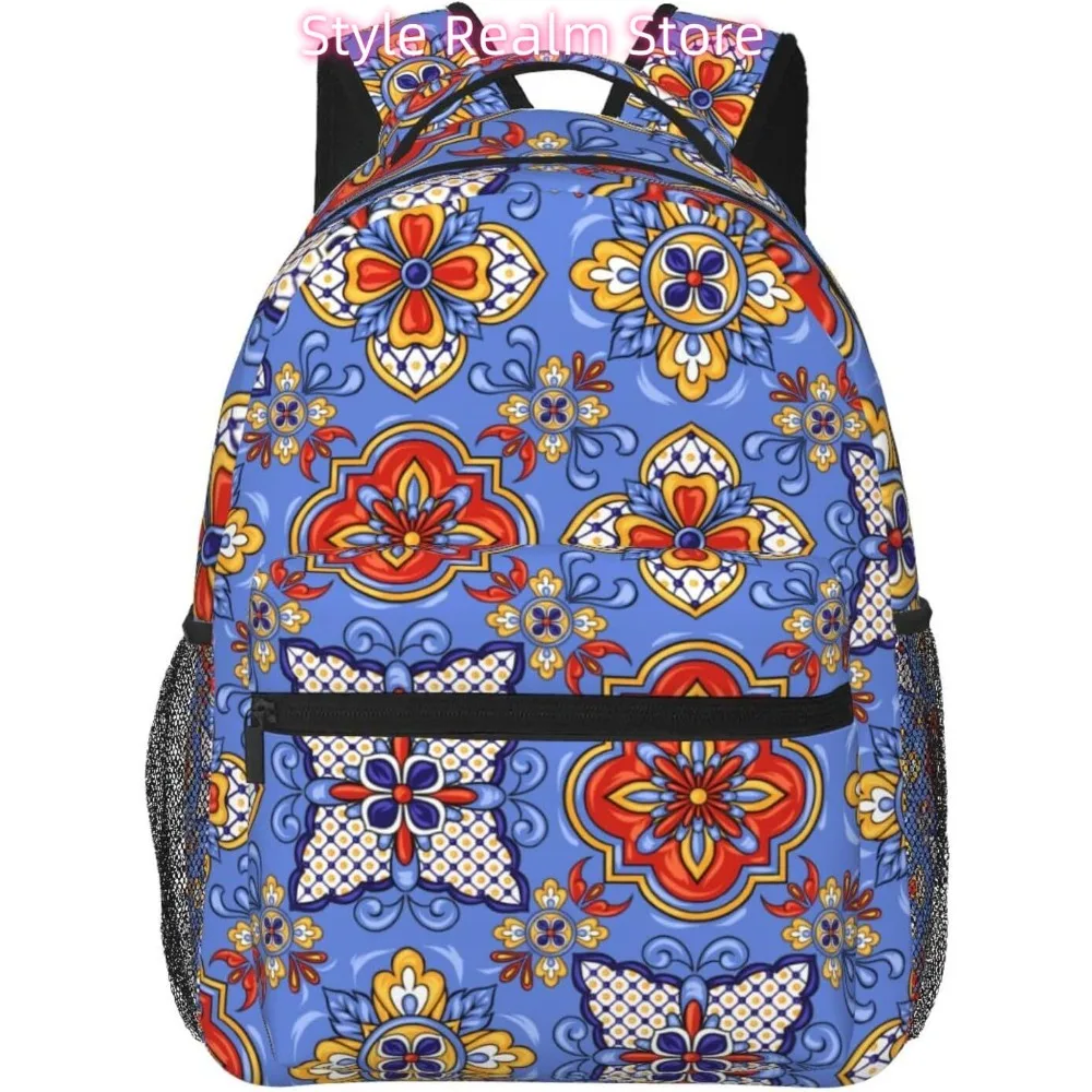 

Artistic Mexican Tile Lightweight Laptop Backpack Lightweight Multipurpose Travel Casual Daypack Unisex College Backapcks for Me