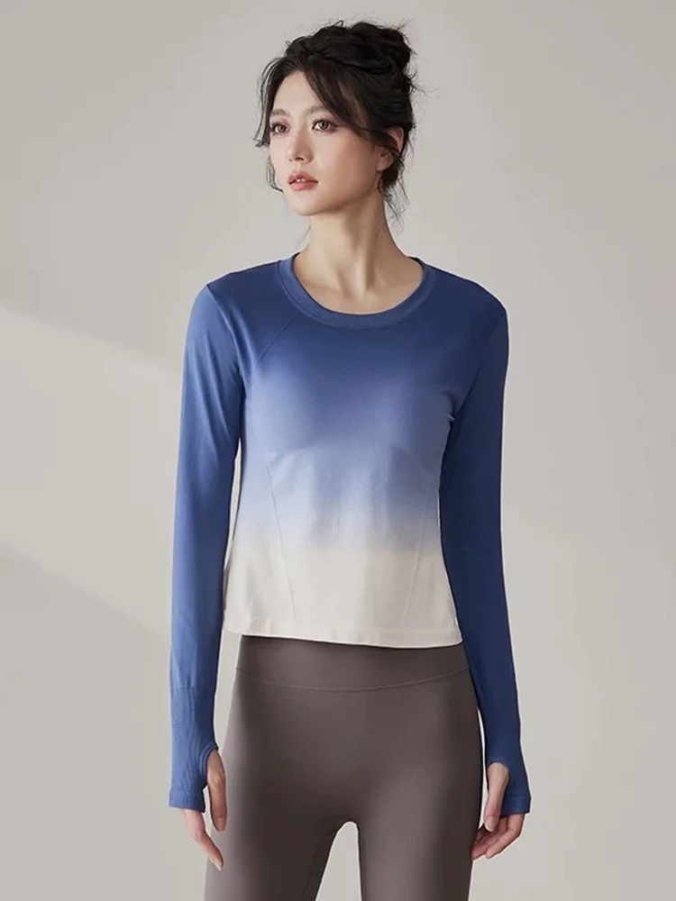 

Women's Long Sve Yoga T-irt Fitn Running Suit Sl One-Piece Autumn Winter New Sle adient Color Commute Wear