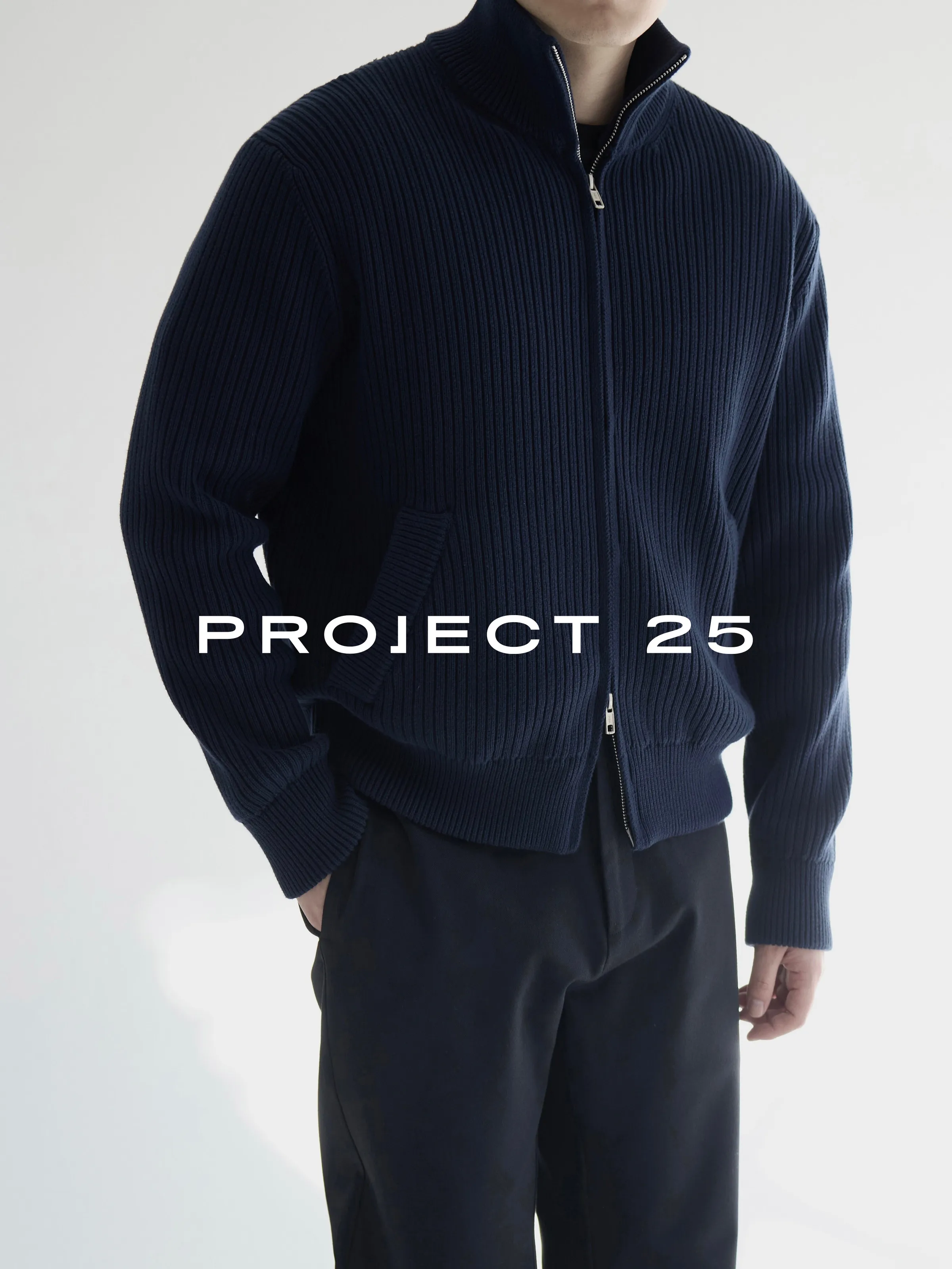 PROJECT 25 Men's Heavyweight Combed Cotton Anti-Pilling Zip-Up Cardigan – Premium Thick Knit Jacket for Autumn/Winter Commute
