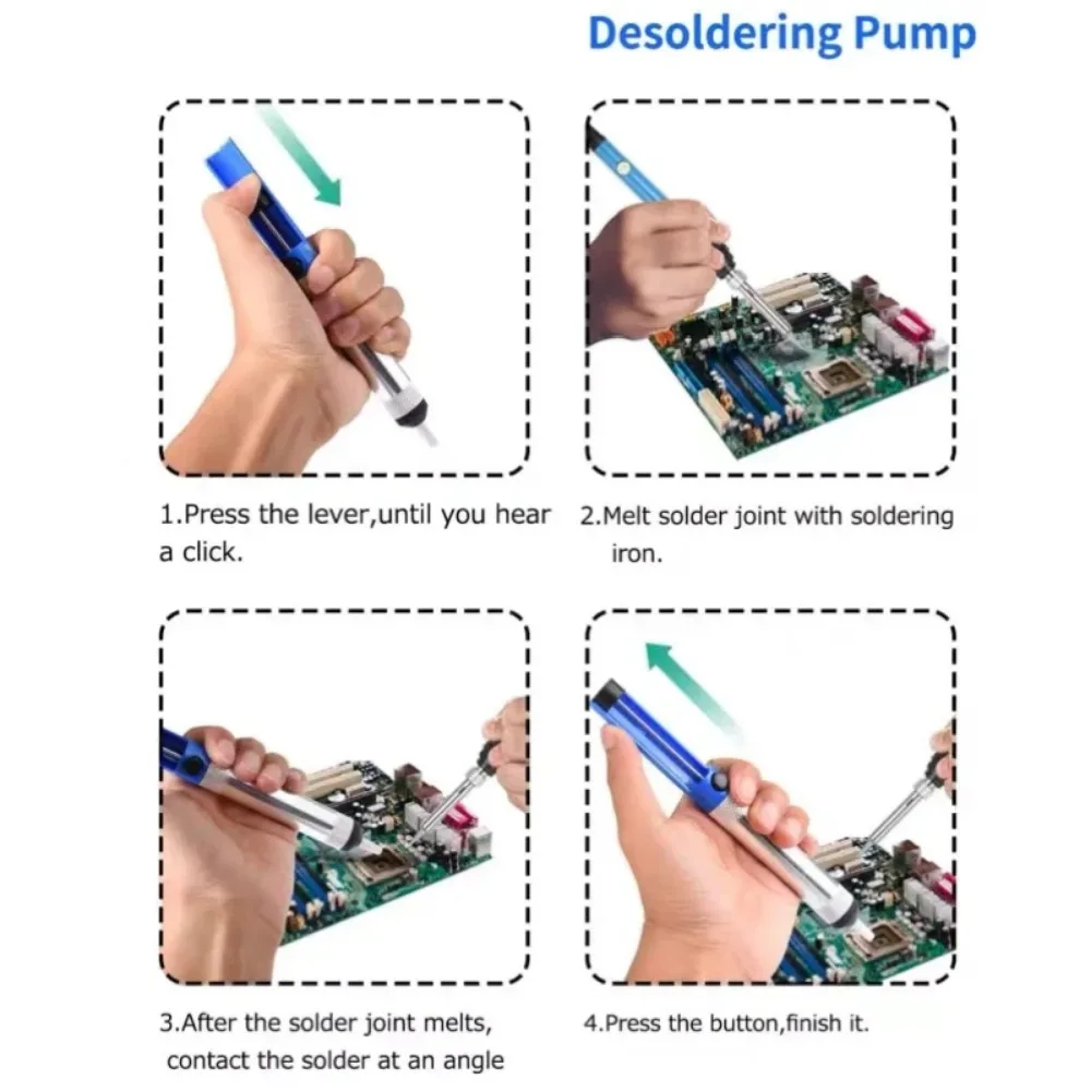 Aluminum Desoldering Pump Vacuum Tin Removal Pen Desoldering Mesh Braid Tape Copper Welding Solder Remover Flux BGA Repair Tool view 6