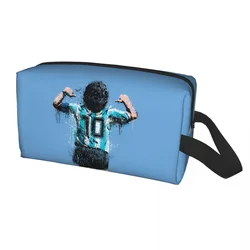 Custom Maradona Toiletry Bag for Women Argentina Soccer Legend 10 Makeup Cosmetic Organizer Ladies Beauty Storage Dopp Kit Case