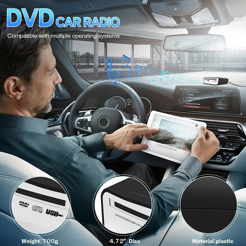 1 PCS Car Radio CD/DVD Dish Box Player USB 2.0 Interface External Stereo Black For Android Player Radio