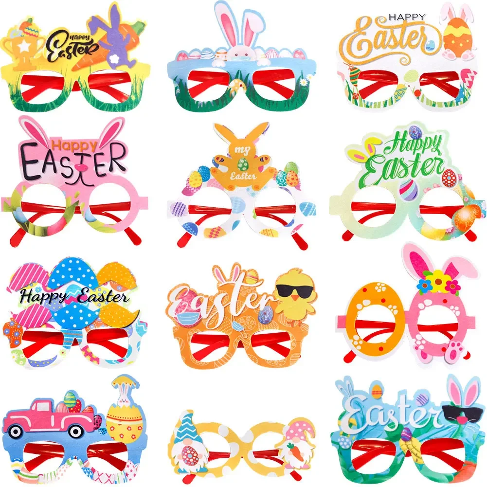 

Easter Bunny Egg Glasses Frame Plastic Easter Photo Booth Props Gifts Happy Easter Party Decoration for Kids Favor Gift Supplies