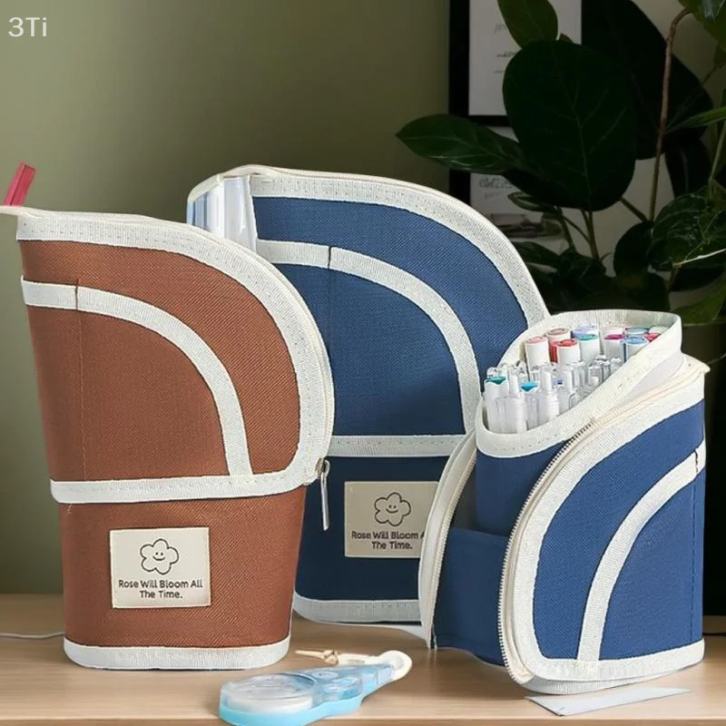 الحد الأدنى 2 في 1 حقيبة القلم قابل للسحب المحمولة الإبداعية سعة كبيرة مقلمة قابل للسحب الدائمة حامل قلم القرطاسية