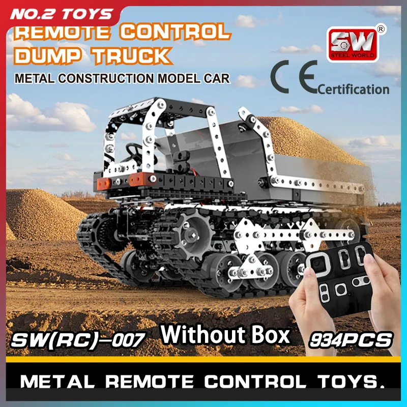 

2.4G 10CH RC Dump Truck Crawler Tipper Car DIY Metal Steel Assembled Remote Control Tracked Dump Truck Model Kids Toy Xmas Gifts