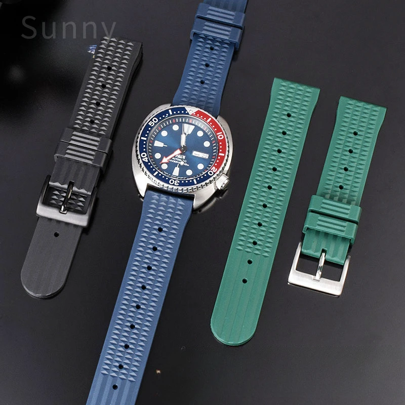 For No. 5 Seiko Canned Abalone Water Ghost Small Mm Ganso Series Sla017 Waterproof Silicone Rubber Diamond Texture Watch Strap