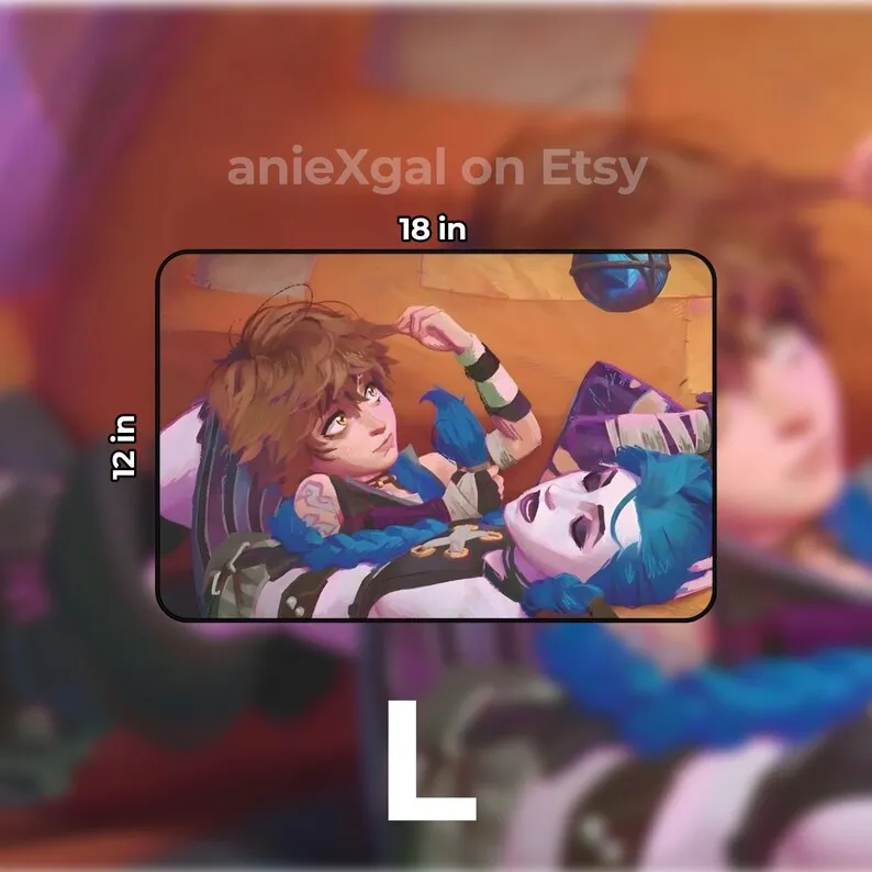 لوحة ماوس كبيرة من Jinx And Isha Arcane Gaming XL، حصيرة مكتب ألعاب، Arcane، Gaming، Jinx، Isha، Vi، ألعاب Arcan، League of Legends