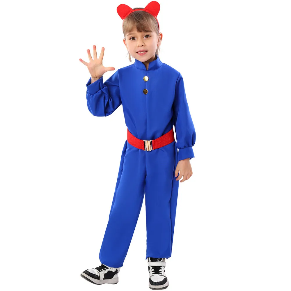 Movie Chocolate Factory Willit Borregad Cosplay Costume Kids Jumpsuit Belt Headwear Full Set Blueberry Fatty Role Play Bodysuit