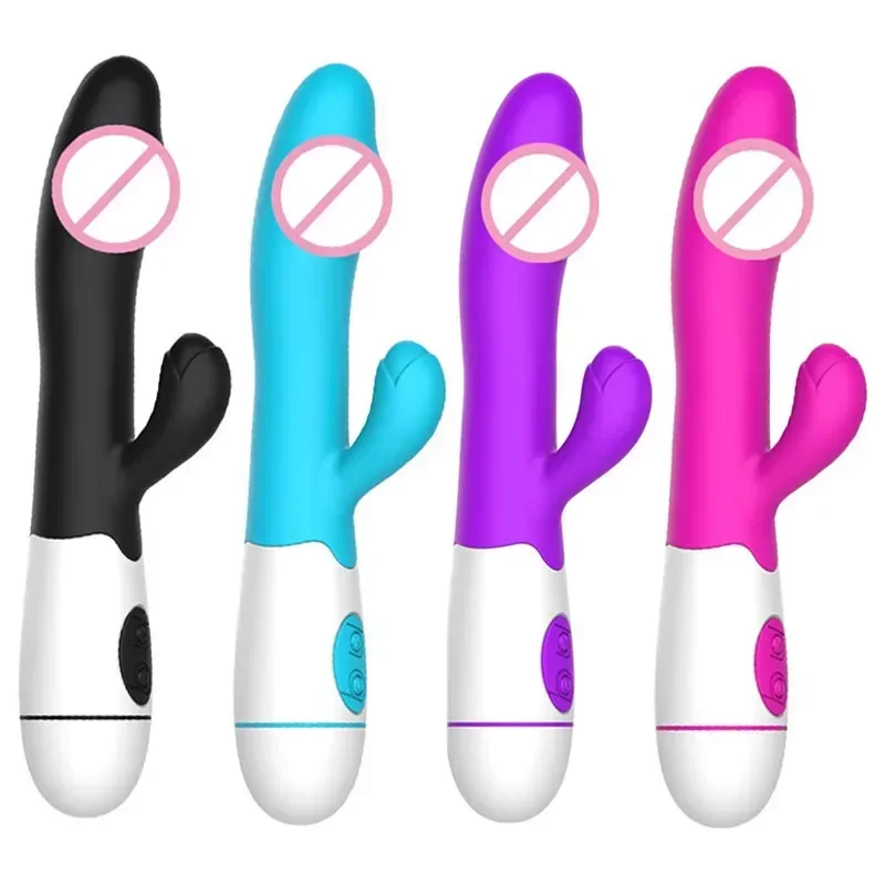 30 Speed Rechargeable Handheld Silicone Adult Clit Clitoral Clitoris Sex Toy G Spot Dual Motor Rabbit Vibrator for Women Female