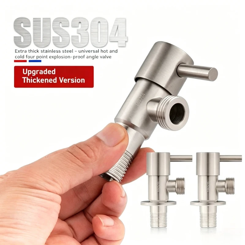

Stainless Steel SUS304 Brush Finished Triangle Water Heater Toilet Basin Dish Hot /Cold Angle Valve Thread G1/2'