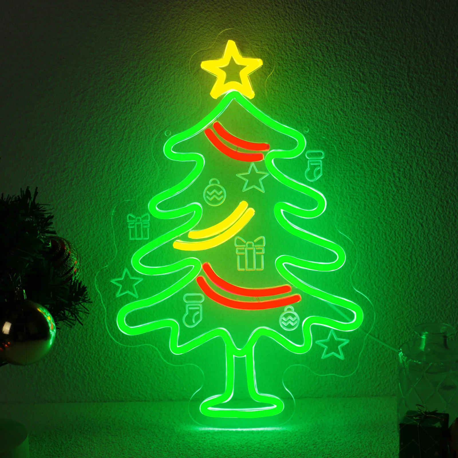

1PC Christmas Tree Neon Sign LED Sign Neon Signs for Wall Decor, Christmas Decorations Neon Lights for Bedroom Living Room Home