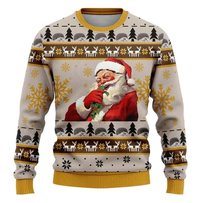 Hässliches Weihnachts-Sweatshirt mit Rundhalsausschnitt, 3D-Druck Unisex Die Hard Hans Gruber Pullover, Weihnachtsfilm Nakatomi Langarm-Party-Oberteil – Detail 5