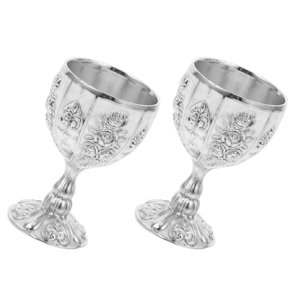 

2 Pcs Cocktail Glasses European High-end Delicate Cup Mug Home Embossed Goblet