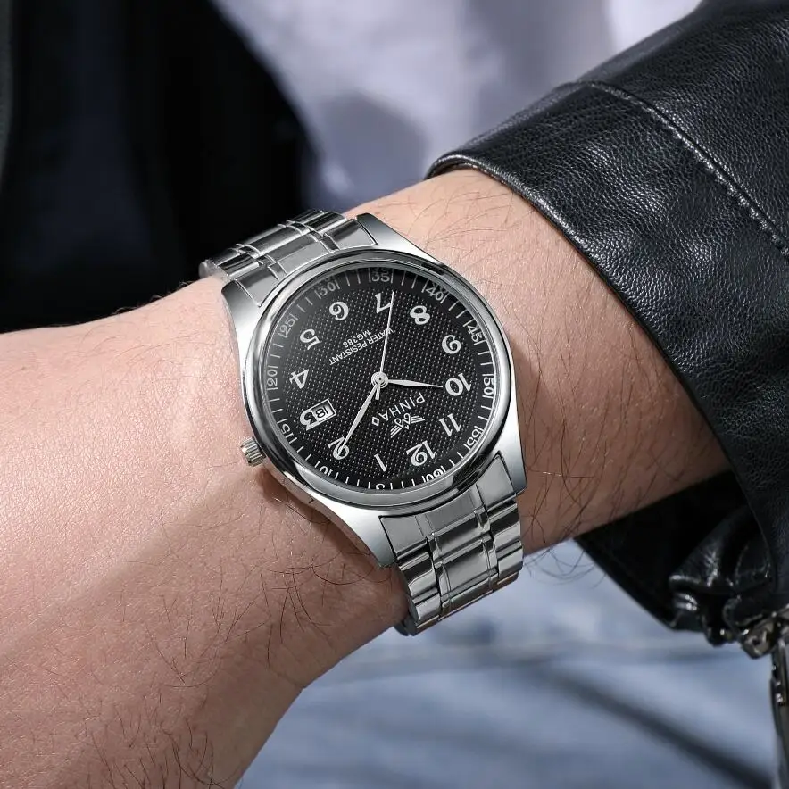 高級デザイナー腕時計,クォーツ,ステンレススチール,耐水性,カレンダー付き,男性用