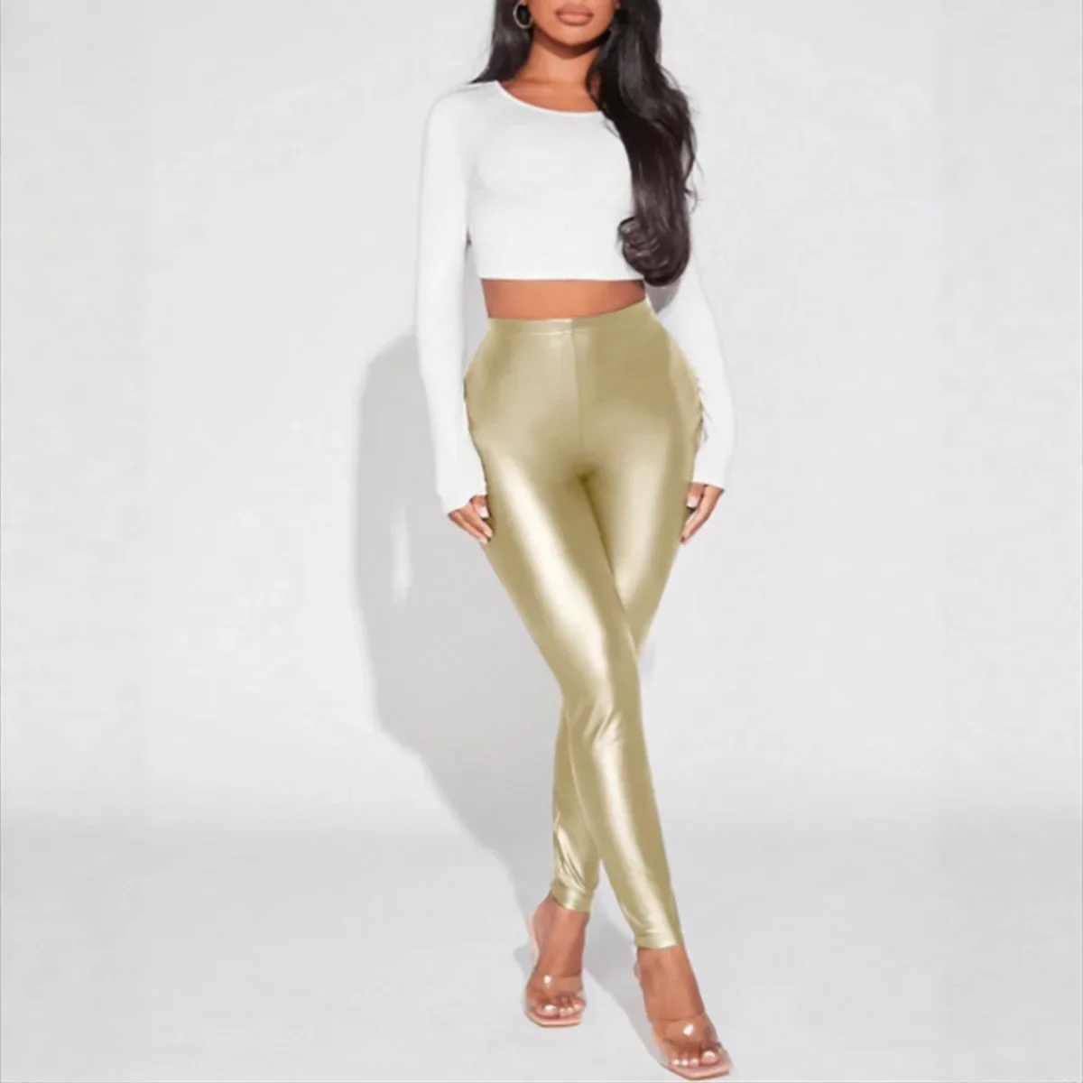 

MORODER European And American Best-selling Sexy Fitted High-Waisted Elastic Metallic Underwear Pants For Women