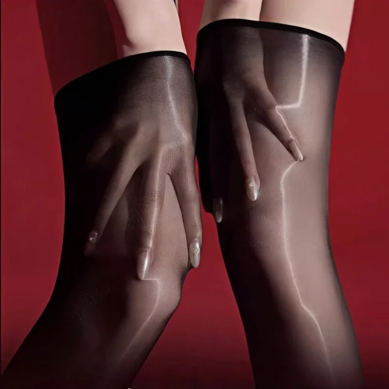 

Прозрачные черные чулки выше колена с эффектом шелка, не зацепляются, с кубинским каблуком, сексуальные, блестящие, эластичные, для женщин