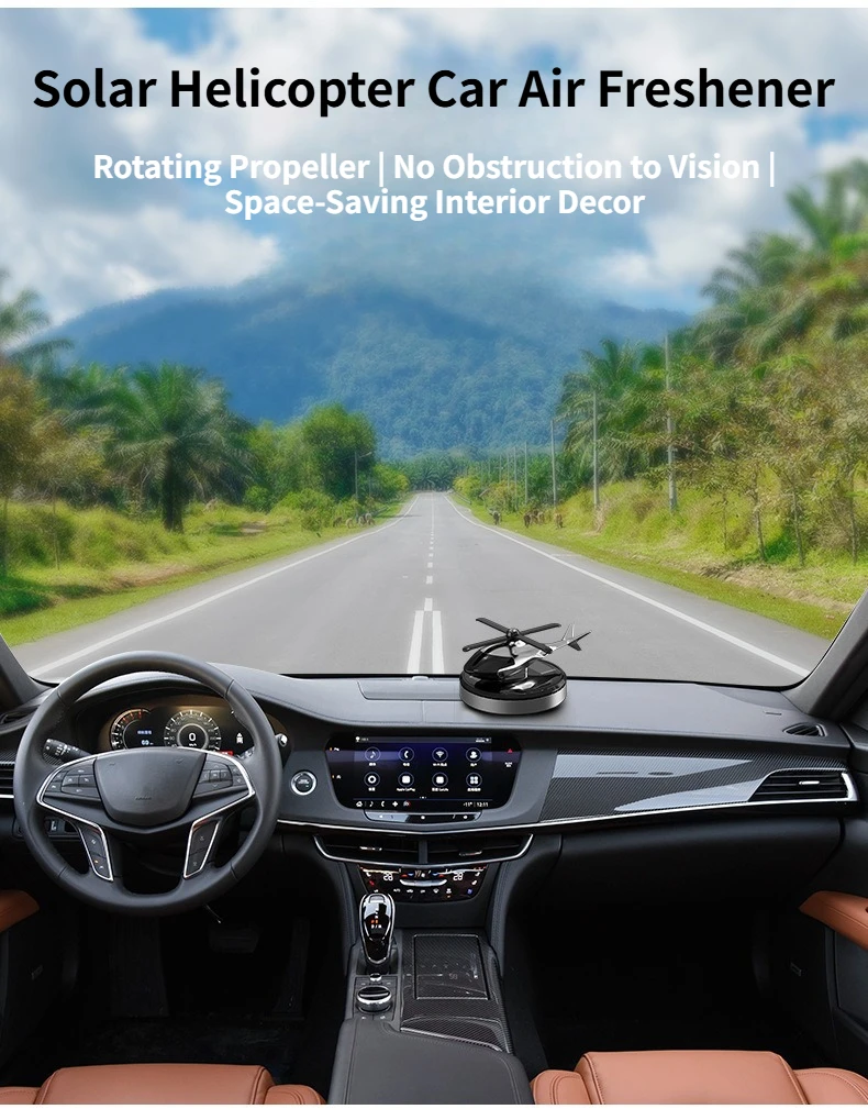 

Solar Helicopter Car Air Freshener Car Scent for Vehicle Perfume Aromatherapy Dashboard Rotating Propeller Interior Decor
