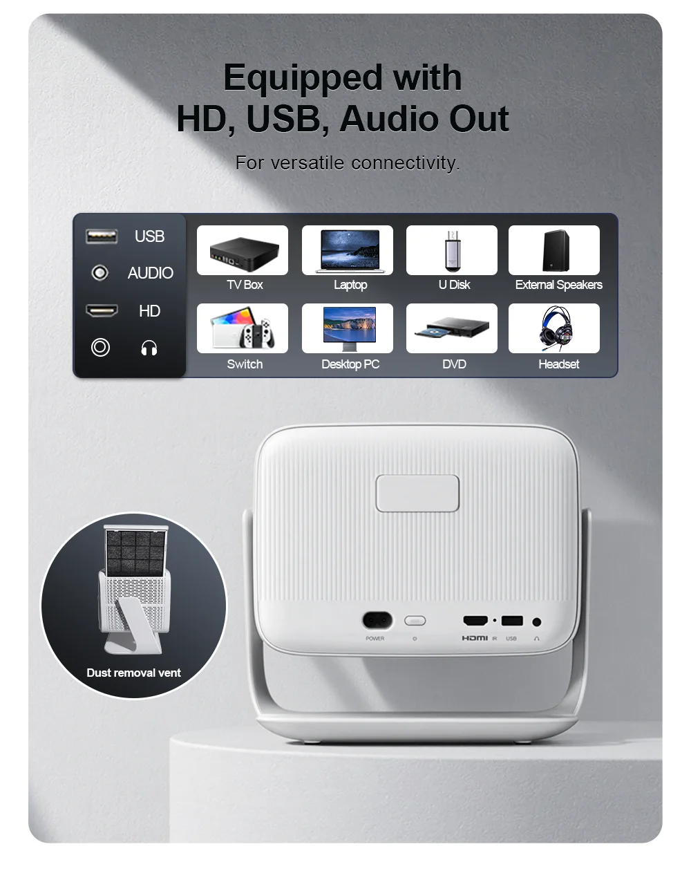 ThundeaL Full HD 1080P TD99Mini Tragbarer Smart-Beamer 4K Android WiFi LED TD99 Mini Heimkino-Bildprojektor – Detail 14