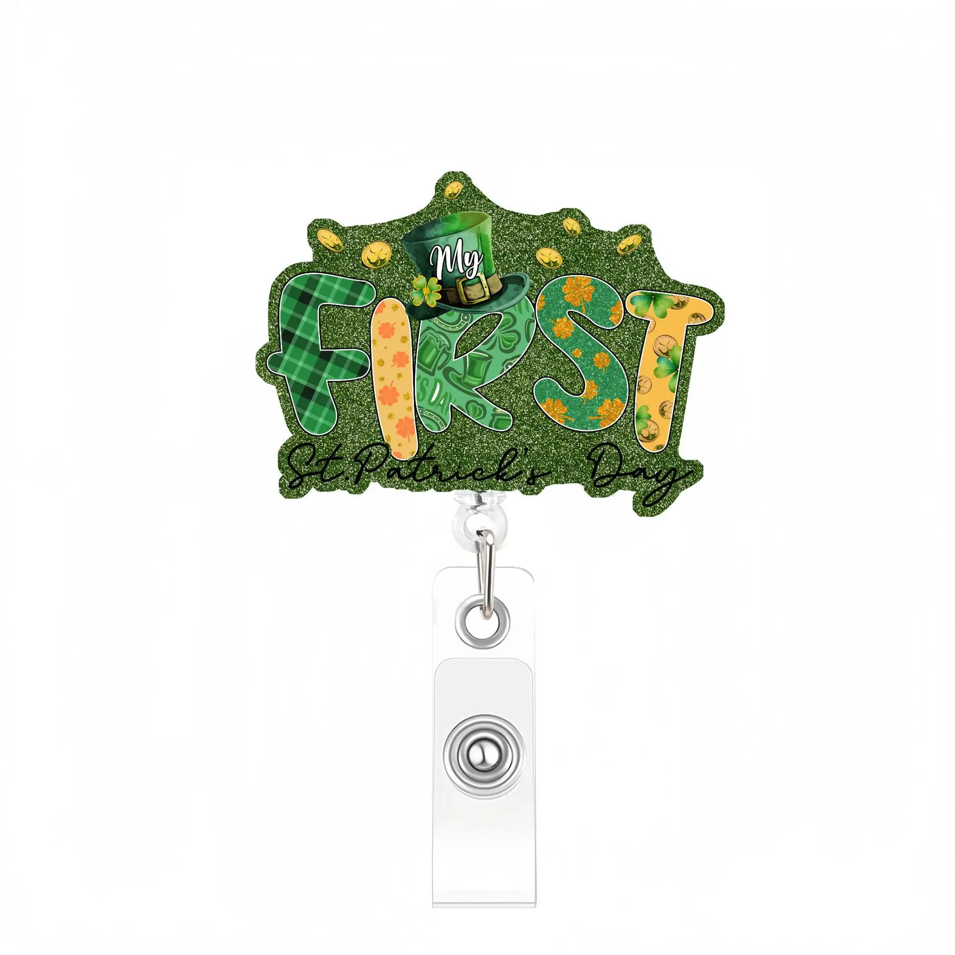 

Зажим для бейджа ко Дню Святого Патрика, легкий нейлоновый шнур, катушка для бейджа, выдвижной держатель для бейджа, качество для школьной выставки, удостоверение личности