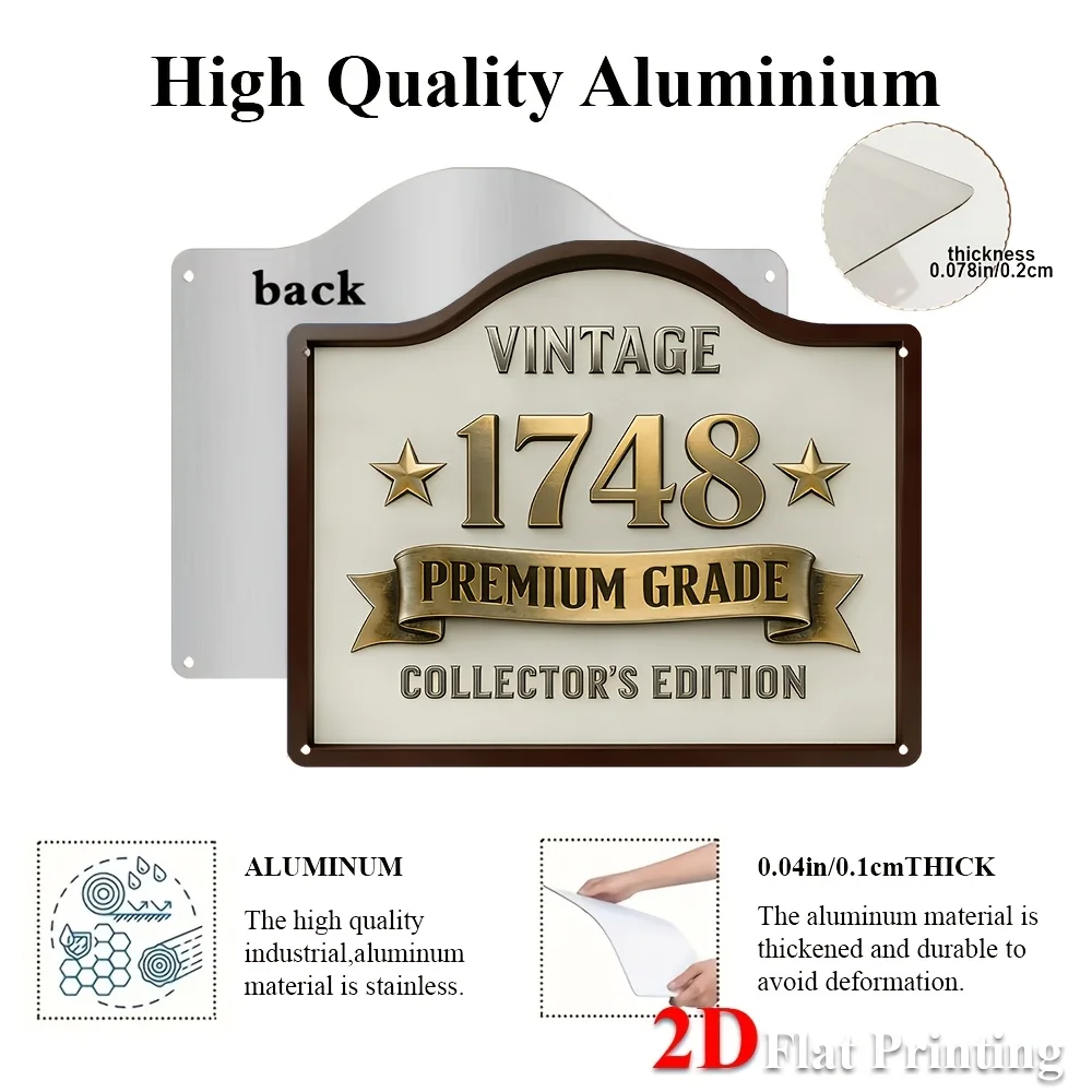 2D Flat, 1pc Vintage 1748 Collector's Edition Metal Wall Sign - Rustic Suitable For Home Office Bar Wine Cellar Decor