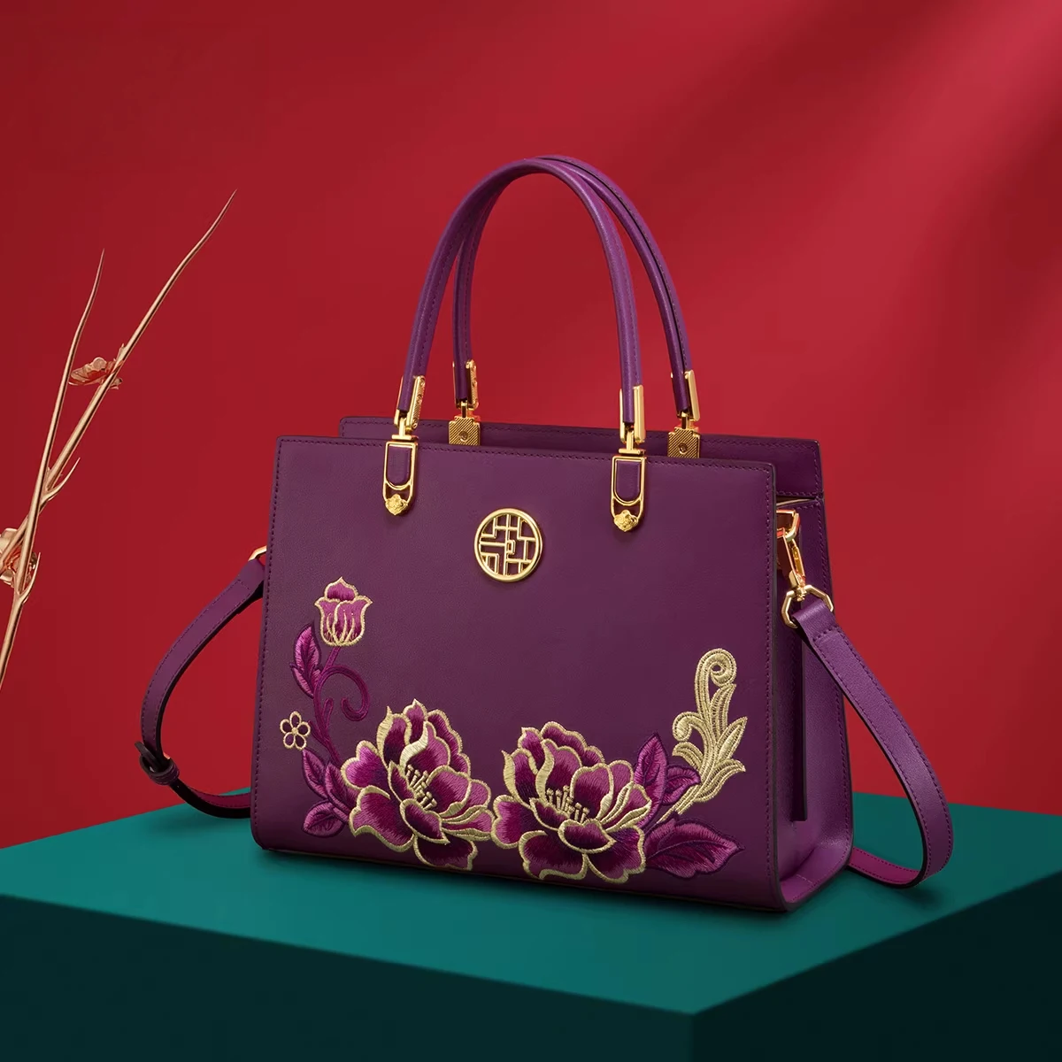 MENDY Chinese Style Lotus Flower Embroidery Bag Traditional Designer Luxury Women's Top Handle Bag Shoulder Bag Mom Bag 2026