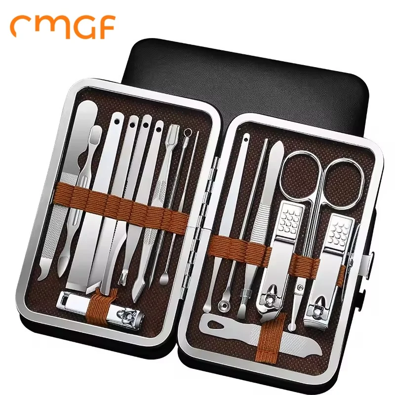 Cortador de unhas cortador 17 pçs durável portátil prata aço inoxidável lavável manicure toenail manicure kit conjunto tb9195