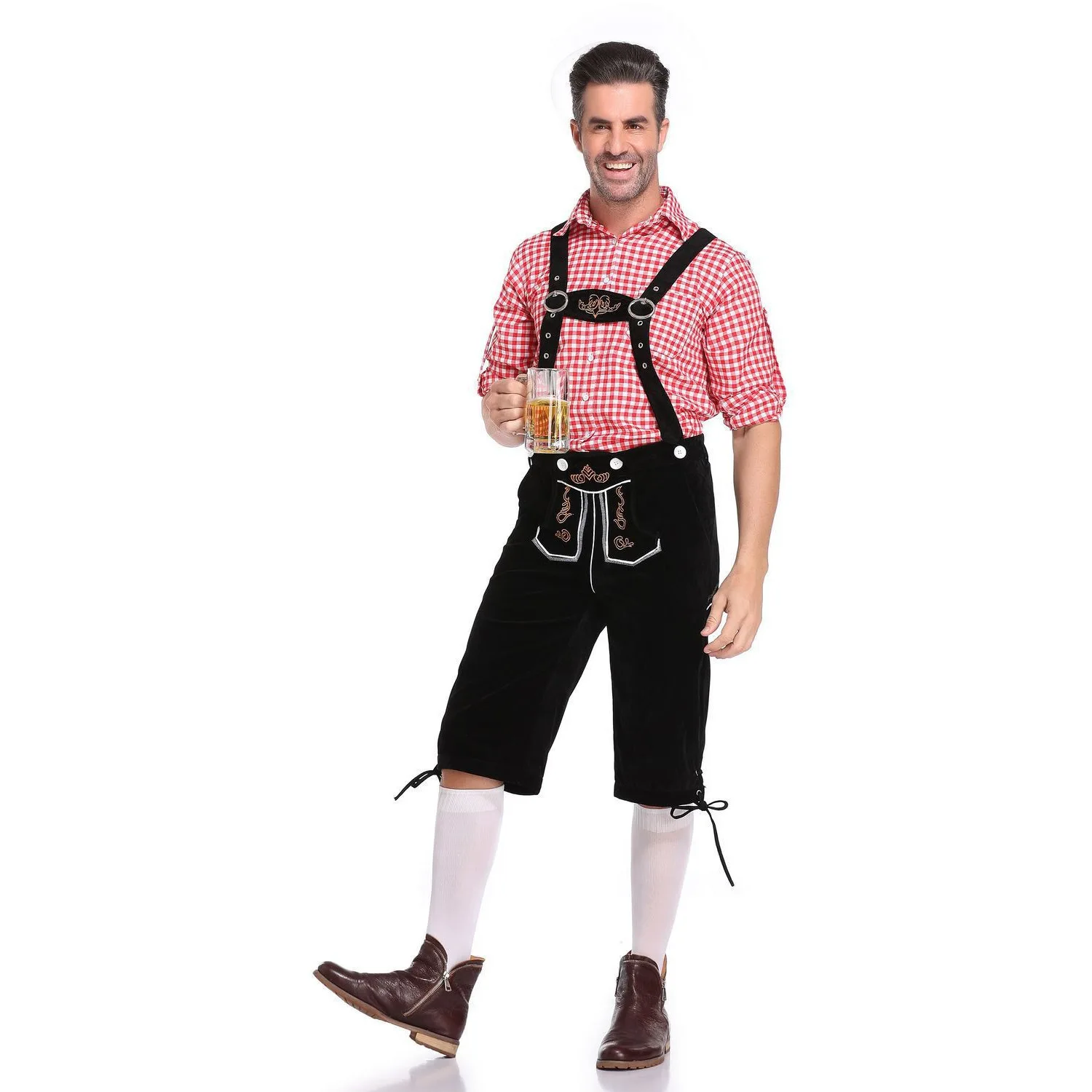 German Oktoberfest Carnival Costume Men's Traditional Bavarian Beer Men's Shirt Set Cosplay Halloween Holiday Party Costumes