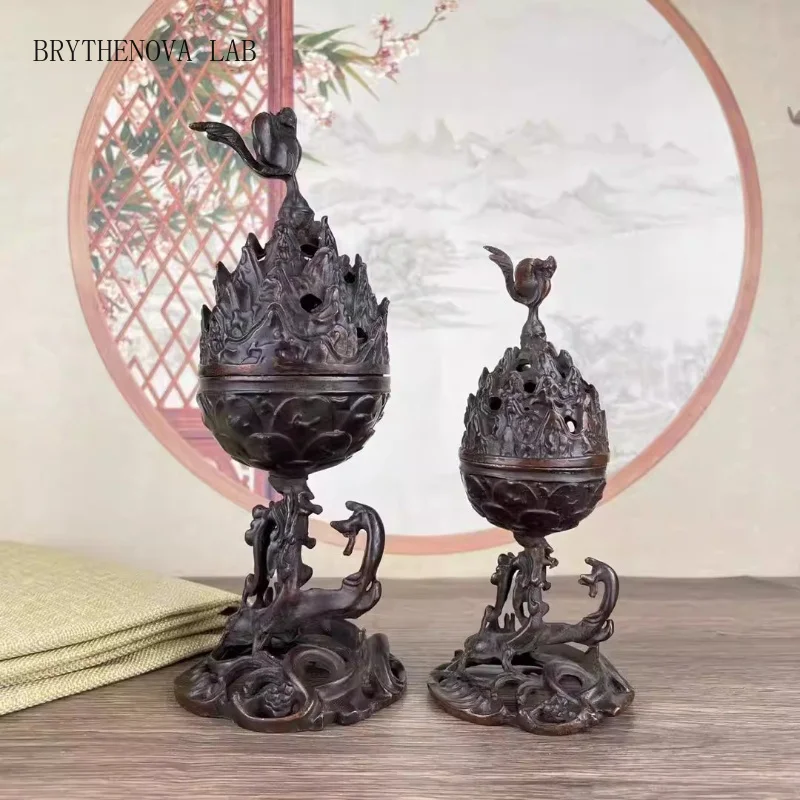 Alloy incense burner Antique Vermilion Vintage Stove Indoor household Zen Use Inspired Incense Home Decoration and Gift Giving