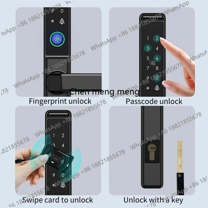New Waterproof Smart Fingerprint Password Card Tuya APP Door Lock Bridge-Cut Aluminum Alloy For Outdoor Pull Push Sliding Door - view 5