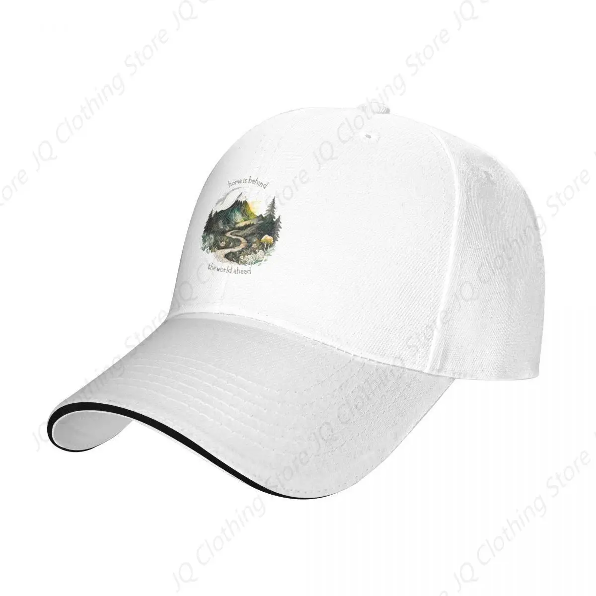 Home Is Behind, the World Ahead - Lonely Mountain - Watercolor Art - White Fantasy Baseball Cap Golf Wear Mens Caps Women's