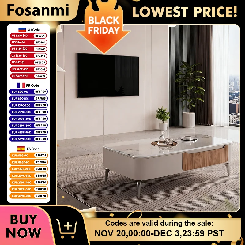 

Modern Spacious Center Table for Living Room Luxury Steel Legs Home Interior Coffee Tables Sleek Tea Table with Storage Drawer