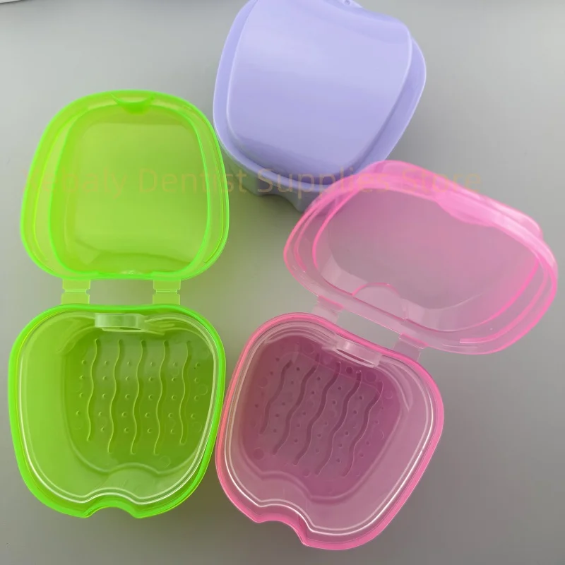 20Pcs Denture Bath Box Organizer Dental False Teeth Storage Box with Hanging Net Container Cleaning Teeth Cases