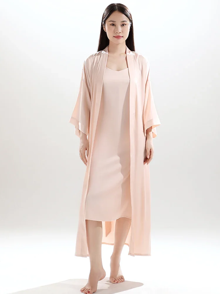 New high-end sleepwear, women's mulberry silk long suspender nightgown, nightgown, home wear