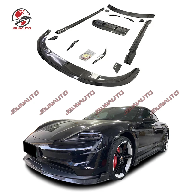 

Carbon Fiber Bumper Splitter Front Lip For Porsche Taycan Side Skirts Rear Spoiler For 2019-2023 Taycan Turbo Bodykit RZ Style