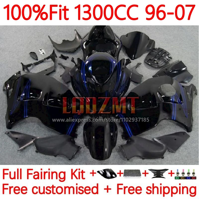 Injection For SUZUKI Hayabusa black blue GSXR 1300 GSXR1300 1996 1997 1998 1999 2000 2001 2002 03 04 05 06 07 Fairing 171No.44