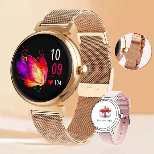 Imagen 2 del producto Reloj inteligente con Bluetooth para mujer, Pantalla AMOLED de 1,04 pulgadas, cuerpo de Metal, pequeña, a la moda