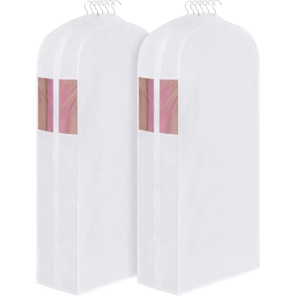 

Univivi Premium Cotton Hanging Garment Bags - 60 Inch Washable Dress Covers with Full Zipper for Long Gowns Storage