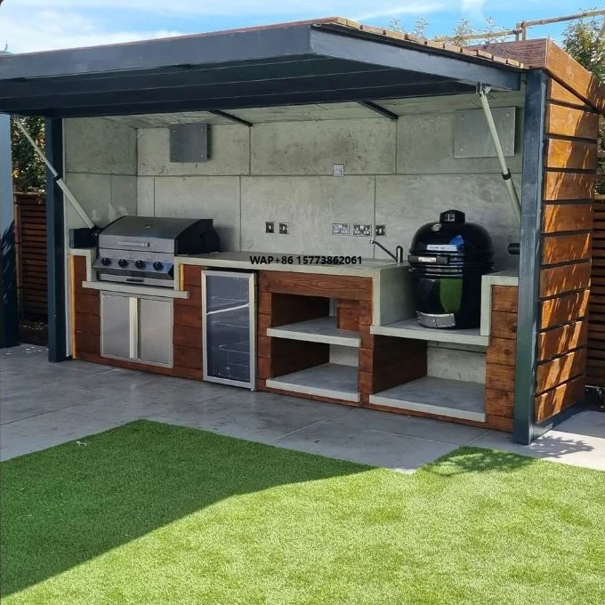 Outdoor Gas Grill Customized Outdoor Kitchen 304 Stainless Steel With Sink and Shed
