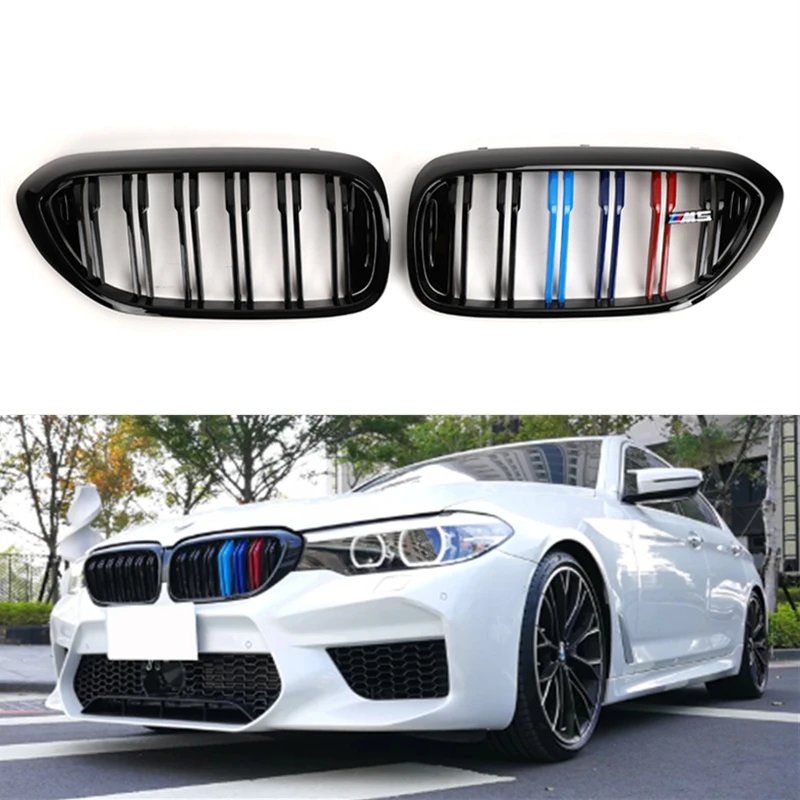 

Car Front Hood Grille For 5 Series G30 G38 2018-2020 M5 F90 2-Line Double slats Style Front Bumper Kidney Grill