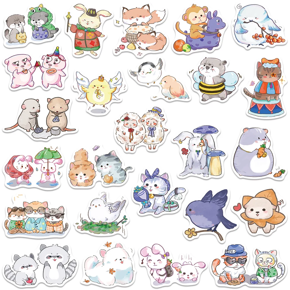 5 مجموعات ريترو لطيف الكرتون الحيوانات ملصقات لأجهزة الكمبيوتر المحمول زجاجة ماء الأمتعة دفتر الغيتار الهاتف مقاوم للماء شارات الفينيل #4